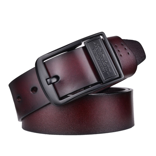 Men's Genuine Leather Belt Pin Buckle Belt Waist Strap