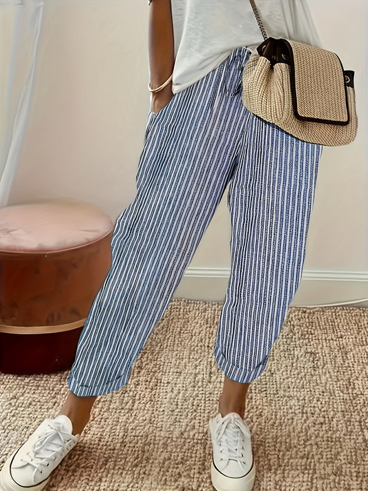 Striped Slant Pocket Drawstring Pants