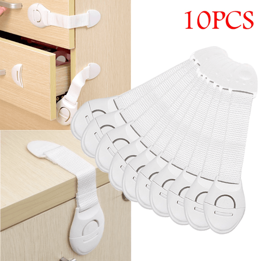 10pcs White Kids Safety Cabinet Locks, Baby Proof Security Protector Drawer Door Cabinet Locks, Plastic Door Locks