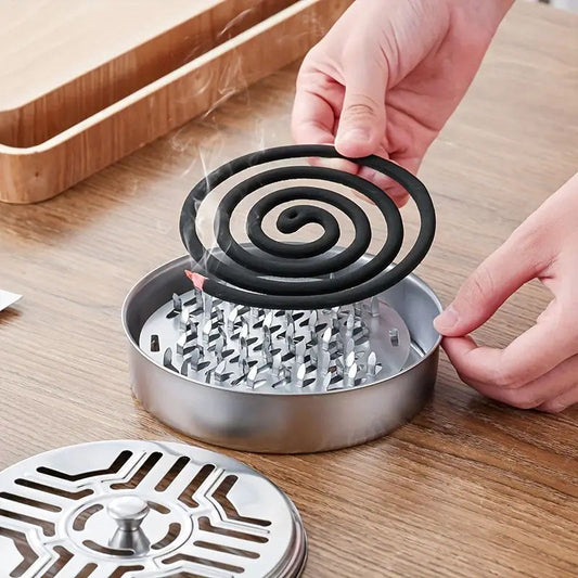 Portable Mosquito Coil Holder, Round Incense Box For Home And Camping