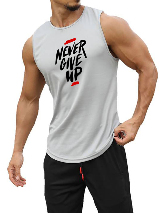 "Never Give Up" Print Comfy Breathable Tank Top