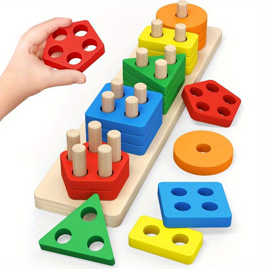 Montessori Sorting & Stacking, Educational Wooden Toys