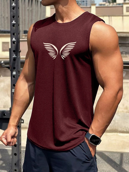 Minimalist Angel Wings Pattern Men's Comfy Breathable Tank Top