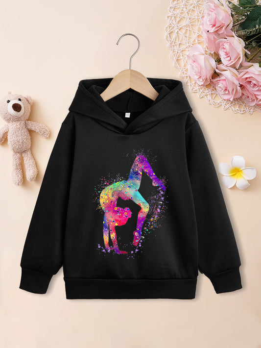 Colorful Gymnast Art Pattern Hoodies For Girls