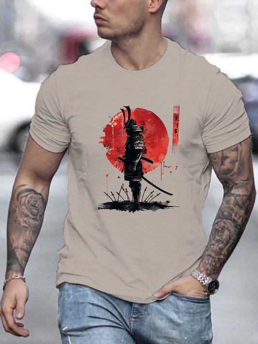 Samurai Print T Shirt, Tees For Men