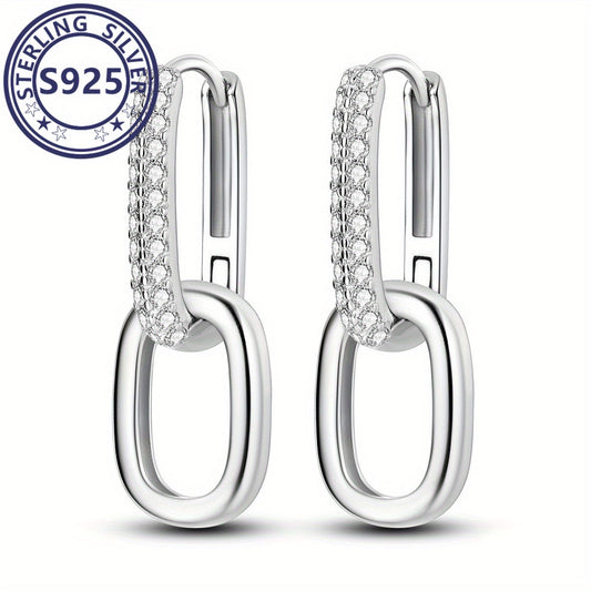 Sterling Silver S925  Double Loop Earrings, 4.38g