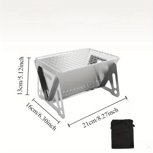 Portable Barbecue Grill, Foldable Stainless Steel Grill, Suitable For Outdoor Camping, Picnic And Barbecue