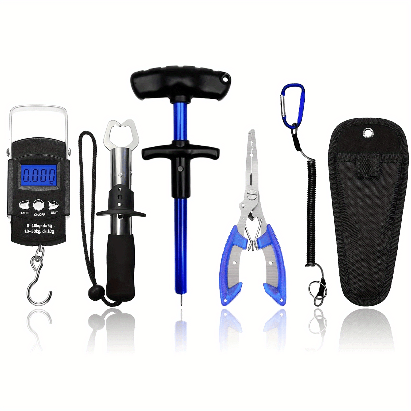 6-Piece Fishing Tool Kit: Stainless Steel Pliers, Hook Remover, Lip Gripper & Digital Scale - Perfect For Freshwater & Saltwater Angling