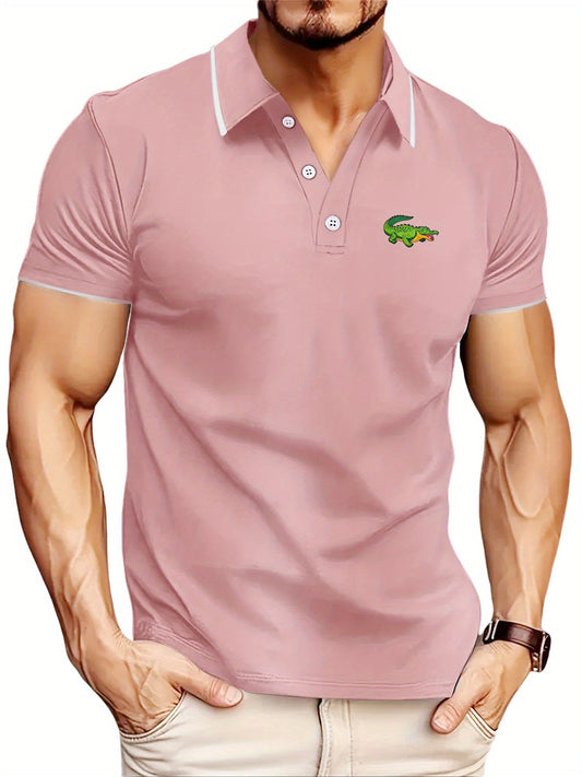 Crocodile Print, Men's Breathable Golf Short Sleeve Shirts