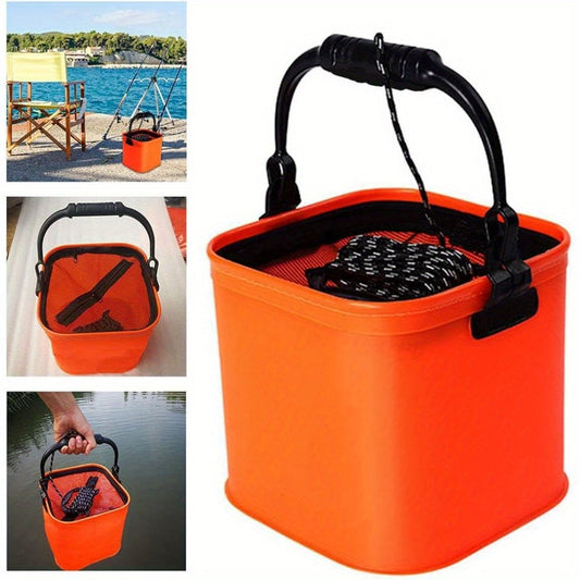 1pc Foldable Bucket Fishing Bucket with Net Camping Water Container Fishing Accessories Outdoor Portable Fishing Barrel Stream Wild Fishing Box