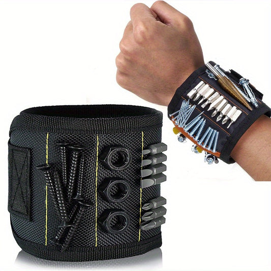 Magnetic Wristband Tool Belt, Strong Magnets for Holding Screws, Nails, Drill Bits, Adjustable Wrist Tool Holder for DIY Handyman, Men, Women - Polyamide, No Battery Required