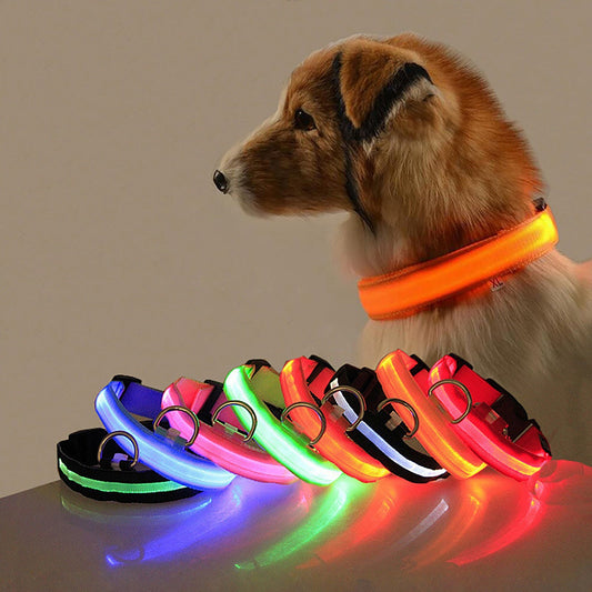 Pet Dogs Adjustable Luminous Collar For Night Safety - Striped Glow-in-the-Dark Collar For Night Walking