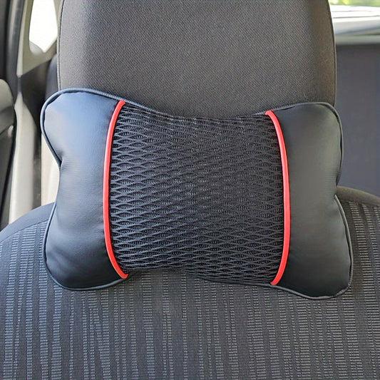 Universal Car Headrest PU Leather Mesh Breathable Neck Pillow, Soft Comfortable Seat Rest Cushion