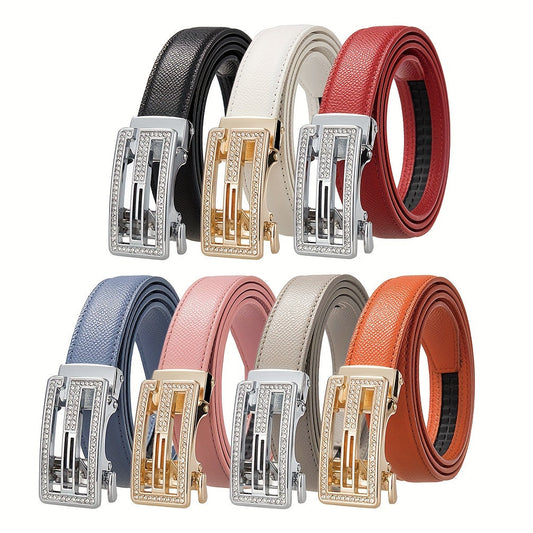 Simple Solid Color Belt Automatic Buckle Versatile Shirts Jeans Decoration Belts For Women