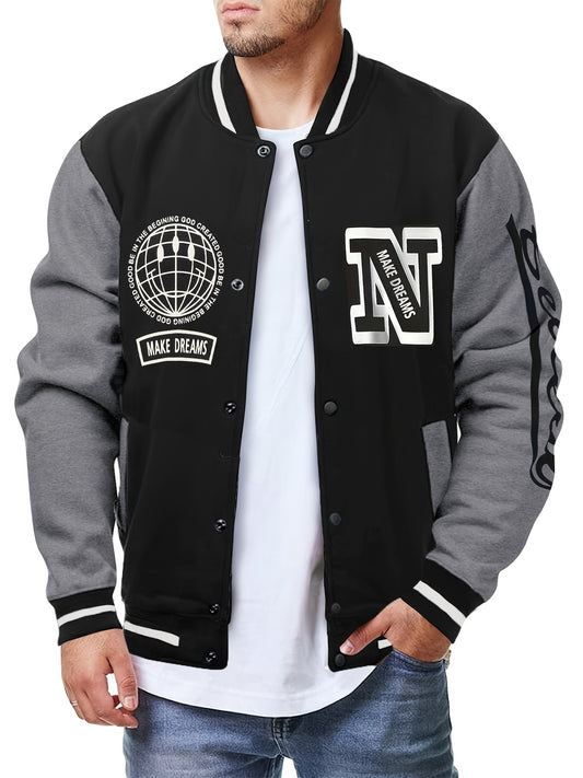 Men's Athletic Sporty Style Varsity Jacket