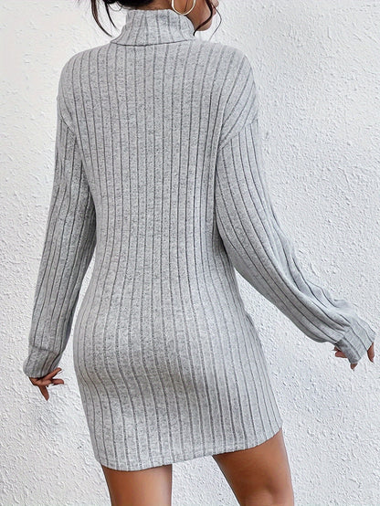 Ribbed Turtleneck Dress