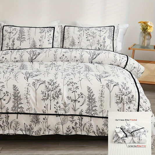 Charming French Boho Style Duvet Cover Set, Floral Print Bedding Set, Soft Comfortable Duvet Cover, For Bedroom, Guest Room (1*Duvet Cover + 2*Pillowcase, Without Core)