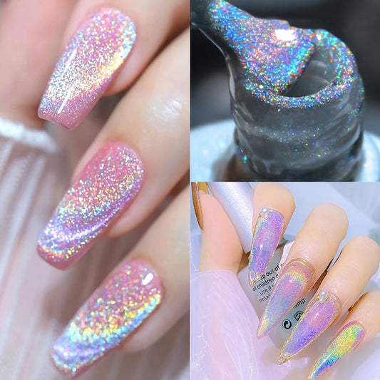 Rainbow Cat Eye Magnetic Gel Nail