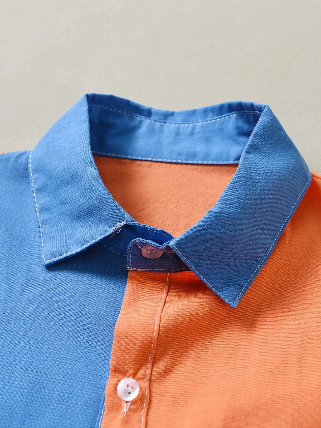 Boys Color Block Short Sleeve Shirts Button Down