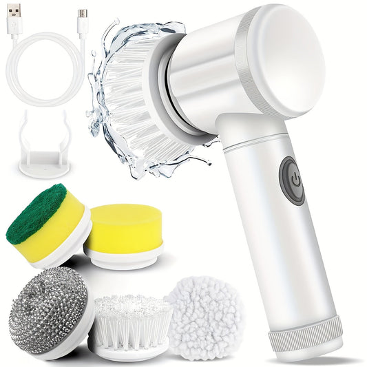 5-in-1 Electric Spin Scrubber With 5 Replaceable Brush Head