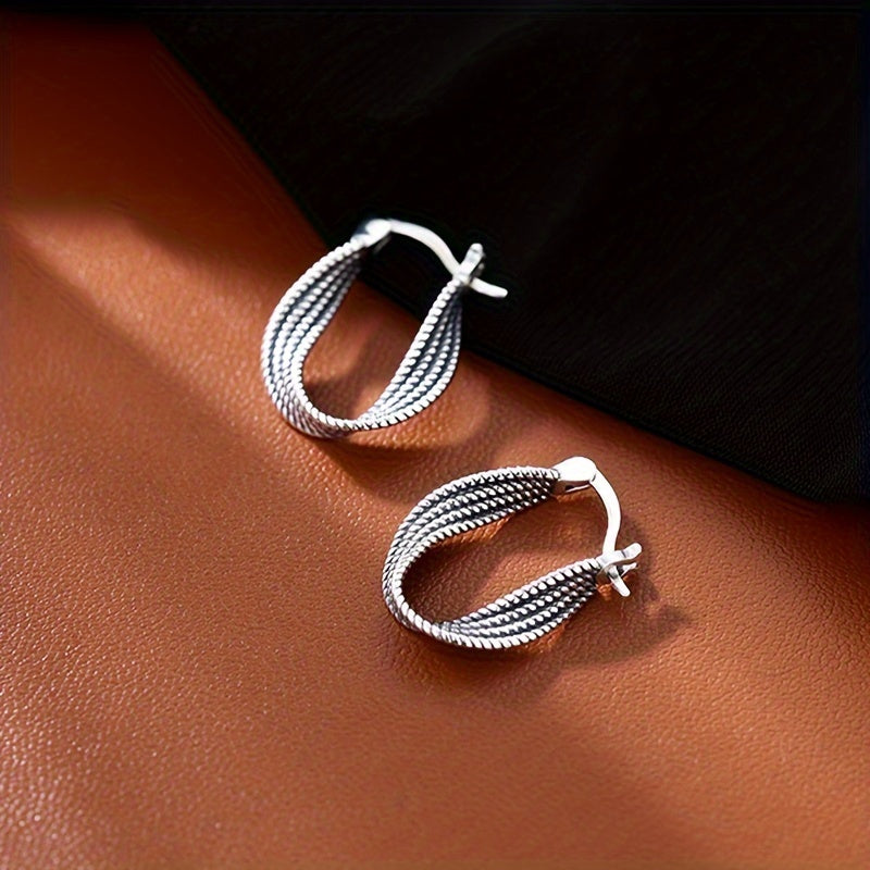 S925 Sterling Silver Unique Design Hoop Earrings