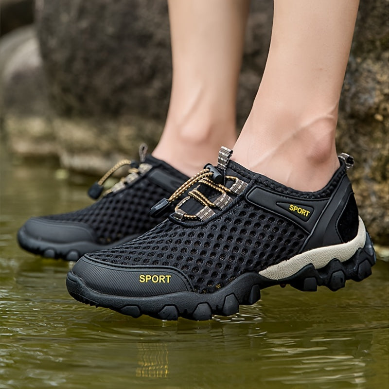 Men's Spring Summer Mesh Wading Shoes, Breathable Slip On Durable Casual Shoes