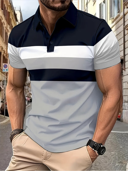 Casual Men's Color Block Short Sleeve