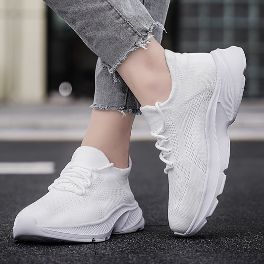 Lightweight Comfortable Sneakers, Elastic Knitted Running Shoes