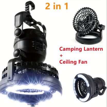 Portable LED Camping Lantern with 2-in-1 Tent Light and Fan