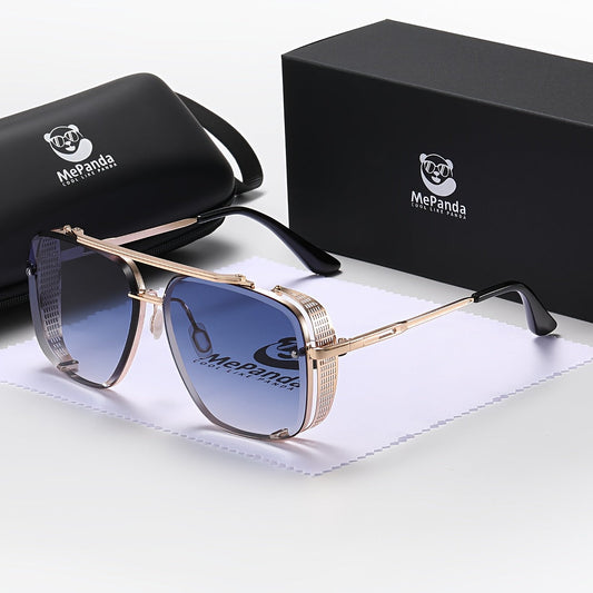 Discover The Stylish MePanda Fashion Glasses With A Unique Square Metal Frame And Double-beam Design