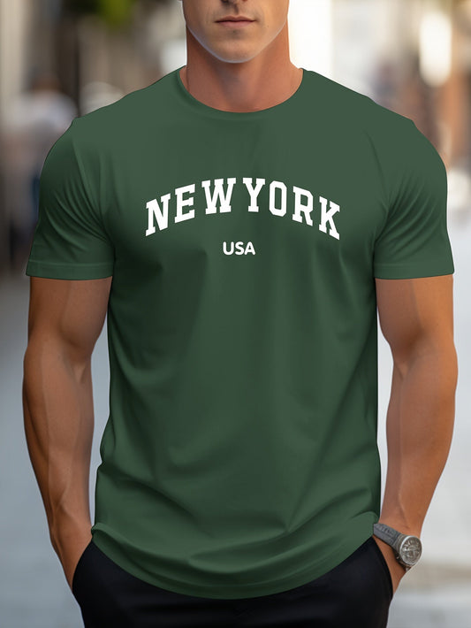 "NEW YORK USA" Print, Men's Novel Design T-shirt