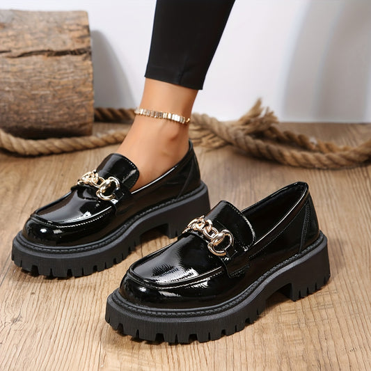 Women's Platform Loafers, Fashion Preppy Style Dress Shoes