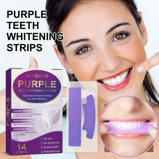 14PCS/BOX Purple Teeth Whitening Strips, Cleansing And Brightening Tooth Bleaching Teeth Strips