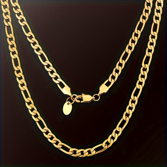 Men's Golden-plated Figaro Titanium Steel Cuban Chain Necklace