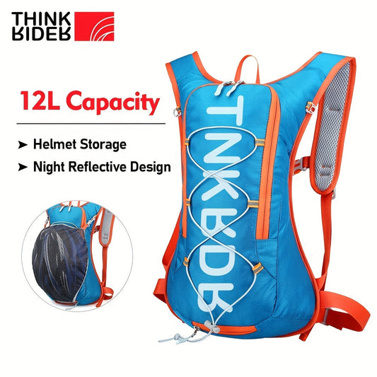 ThinkRider Cycling Backpack - 12L Capacity with Helmet Storage and Water Bag Compartment - Lightweight and Durable for Comfortable Rides