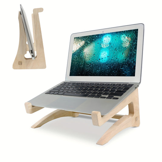 1pc Laptop Stand, Laptop Stand, Wooden Laptop Stand, Detachable Wooden Laptop Stand Desktop Stand, 27.94-35.56cm