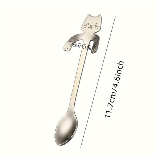 Cute Kawaii Cat Spoon: Stainless Steel Coffee Drinking Tool