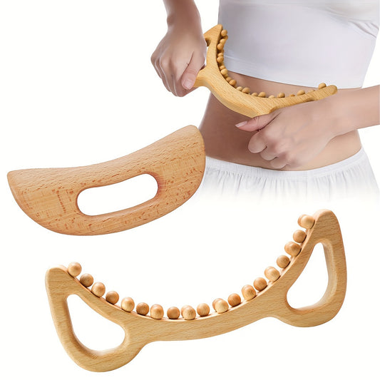 Wooden Gua Sha Massage Tool For Lymphatic Drainage & Cellulite Reduction - Body Shaping Grip Scraper