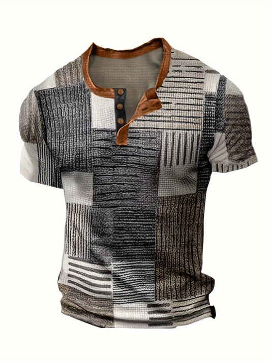 Men's Casual Vintage Style 1/4 Button Short Sleeve Shirt