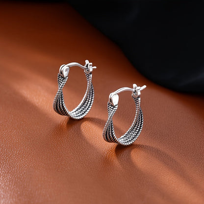 S925 Sterling Silver Unique Design Hoop Earrings