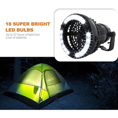 Portable LED Camping Lantern with 2-in-1 Tent Light and Fan