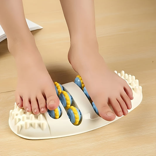 Acupressure Foot Massager, Home Office Relaxation Tool With 4 Rows Of Kneading Rollers, Reflexology For Sole And Calf