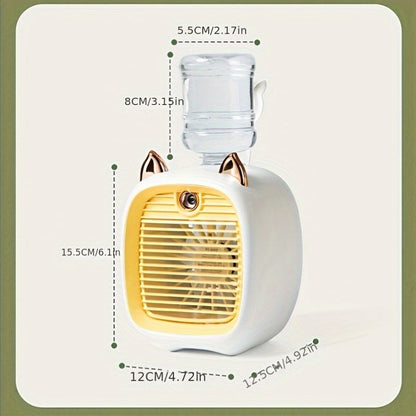 USB Portable Mini Air Conditioner Fan, 1200mAh Rechargeable Lithium Battery