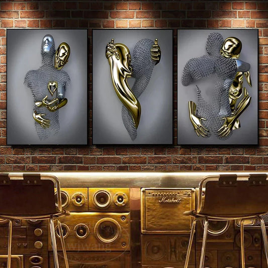 Metallic Wall Art Canvas Painting 3D Effect