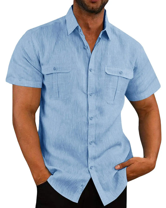 Cotton Linen Short-Sleeved Shirt