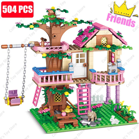 2024 Girls Friendship Tree House Villa Castle Building Blocks