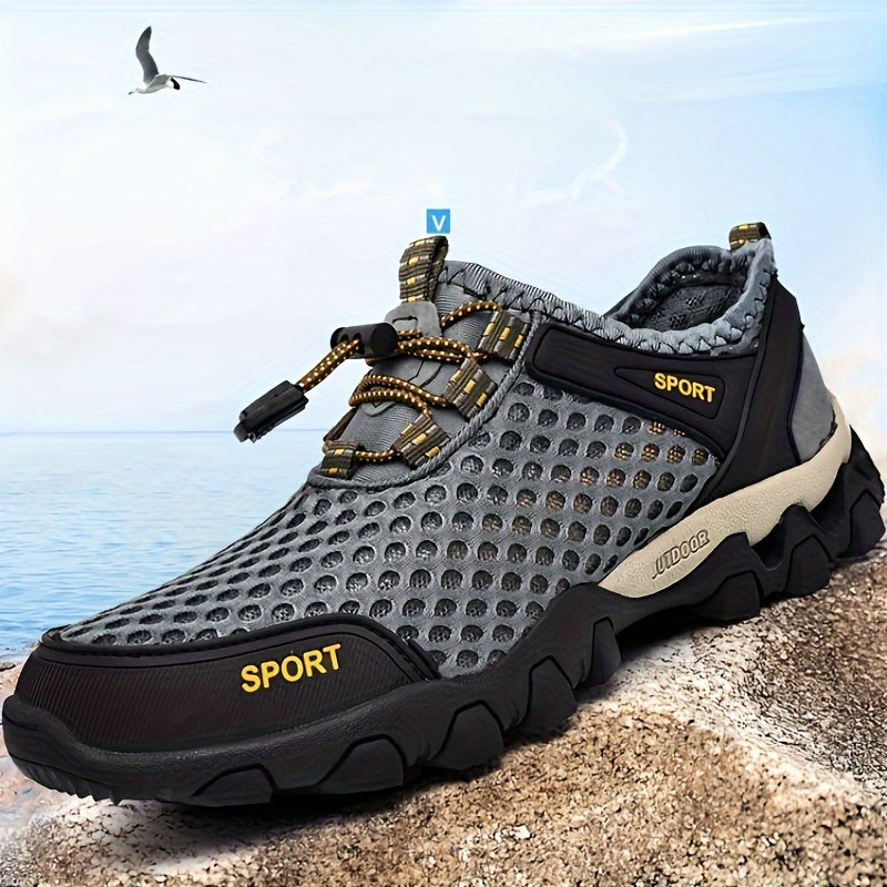 Men's Spring Summer Mesh Wading Shoes, Breathable Slip On Durable Casual Shoes