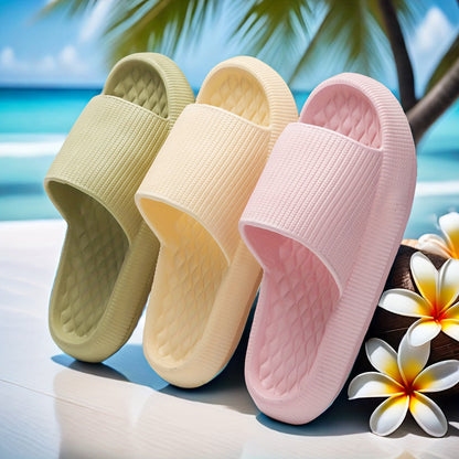 Women's Minimalist Solid Color Soft Home Slides, Comfortable Couple Outdoor Beach Slides, Quick Drying Family Bathroom Indoor Slides