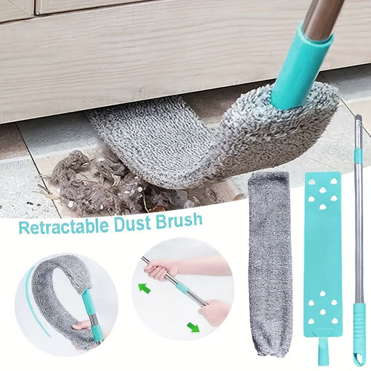 Microfiber Dusting Brush With Extension Rod, Washable Extendable Dust Duster, Retractable Crevice Dust Cleaner