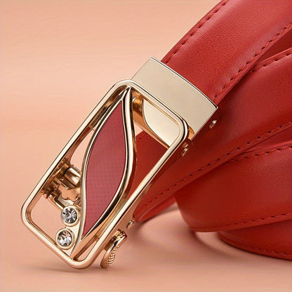 Automatic Buckle Rhinestone Pu Leather Belts Stylish Classic Waist Belt Jeans Accessories For Women